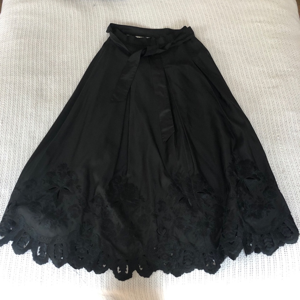 Formal Silk  taffeta skirt with intricate lace hem